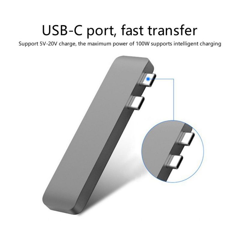 7-In-2 Hub Docking Station with Dual Type C Male Input and USB 3.1 Interface Type