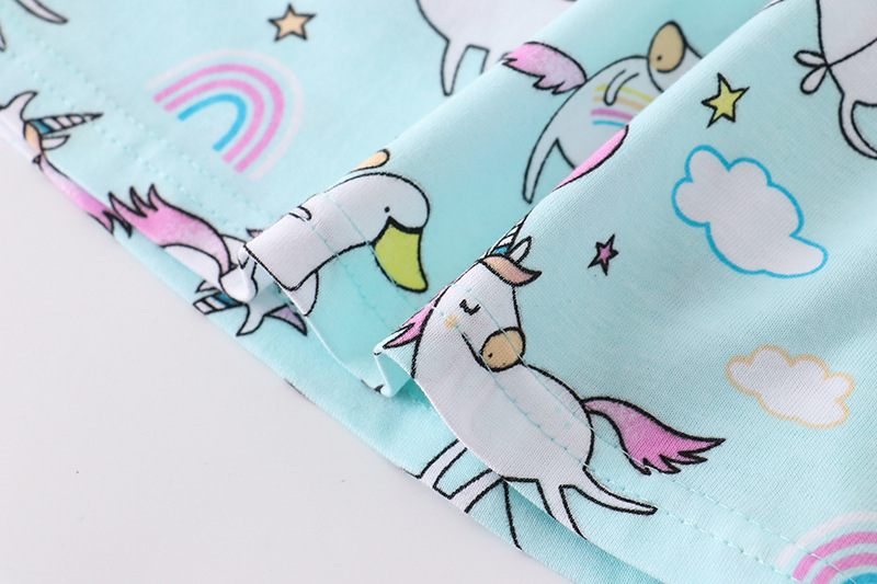 Summer Children's Clothing Cotton Fabric Dresses with Unicorn Printing Custom Wholesale Middle and Big Kids