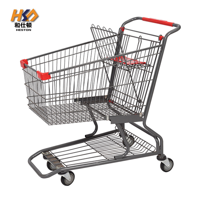 Q235 Steel Shopping Trolley Cart 4in 4 Wheel Push Shopping Trolley