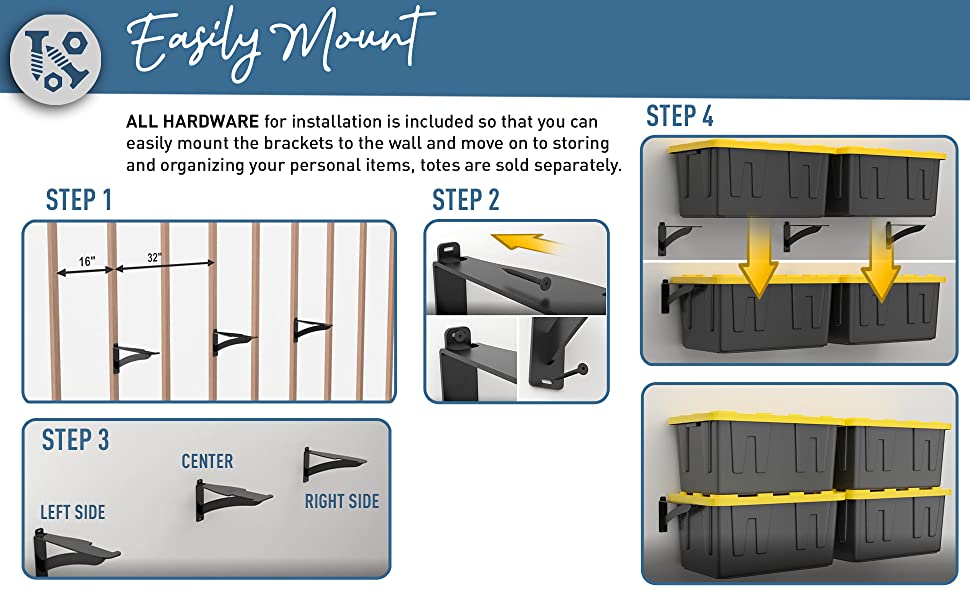 Stocked Wall-Mounted Storage Shelf Tote Rack for Ceiling Mount Garage Storage Rack