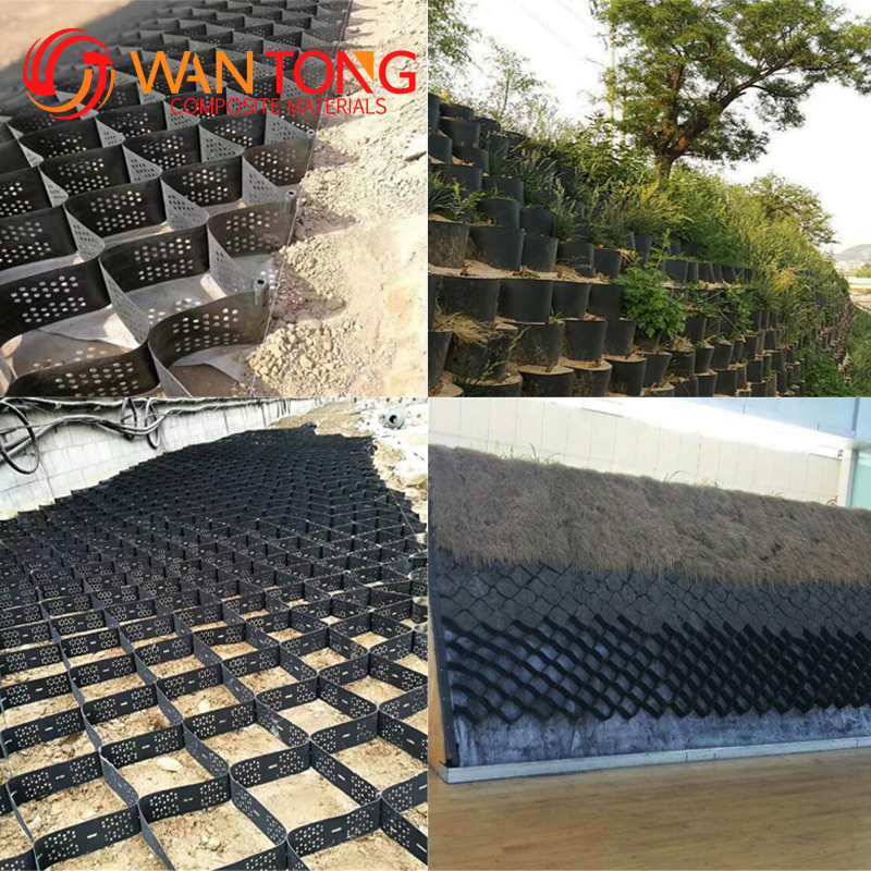 Stabilize Gravel with Geocell 330mm-1000mm Welding Distance and Textured Surface