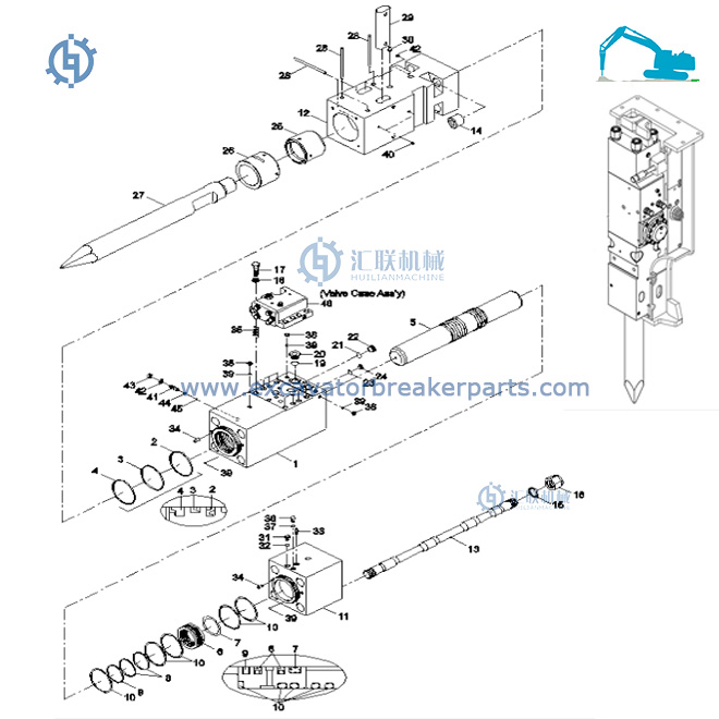 Daemo Alicon B210 DMB210 Hydraulic Hammer Parts