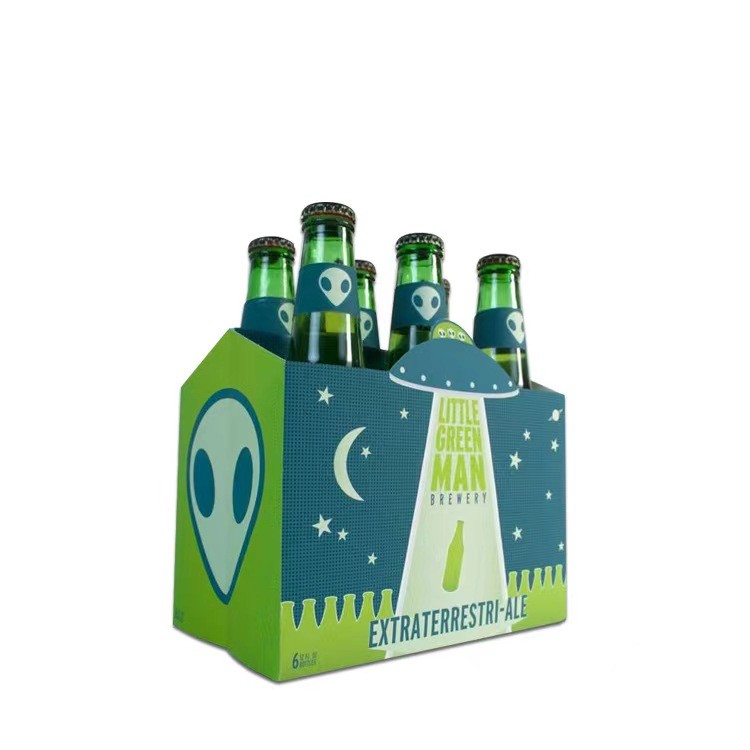 Corrugated Paper Food Storage Cardboard Boxes Custom Logo Beer Wine Box Portable Handle