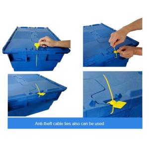 Heavy duty stackable attached lid turnover box, Stackable and nestable plastic