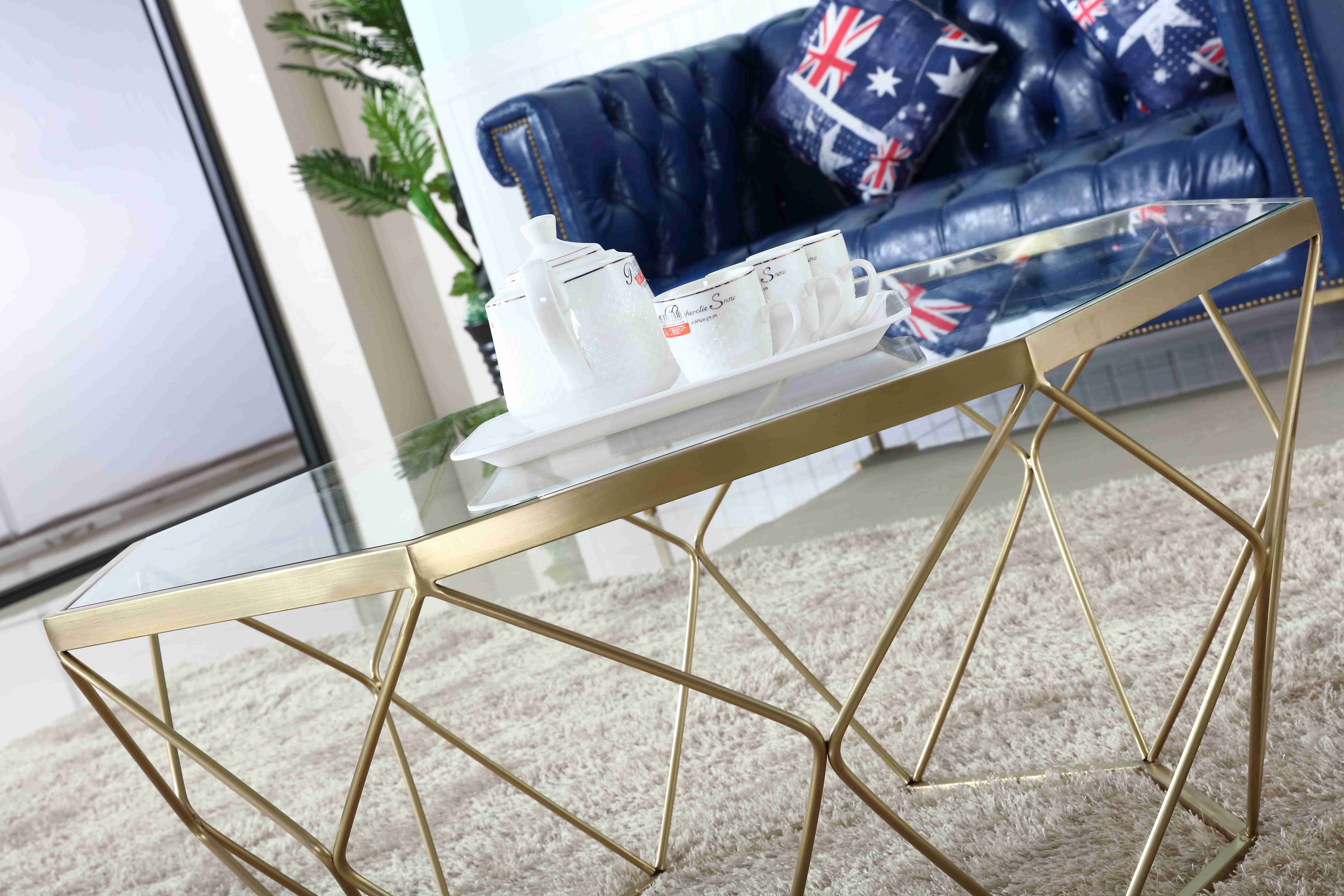 Stainless Steel Modern Glass Coffee Tables Stylish Tea Table Living Packing Pearl Room