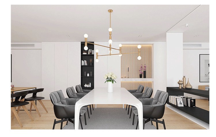 Postmodern chandelier Black Gold Adjustable whirling Indoor lounge room Atomium Chandeliers(WH-MI-342)