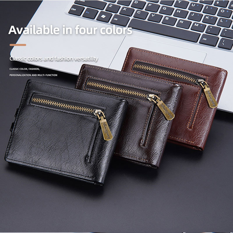 Vintage Multi Card Buckle Men's Short Wallet Creative PU Leather Business Pocket