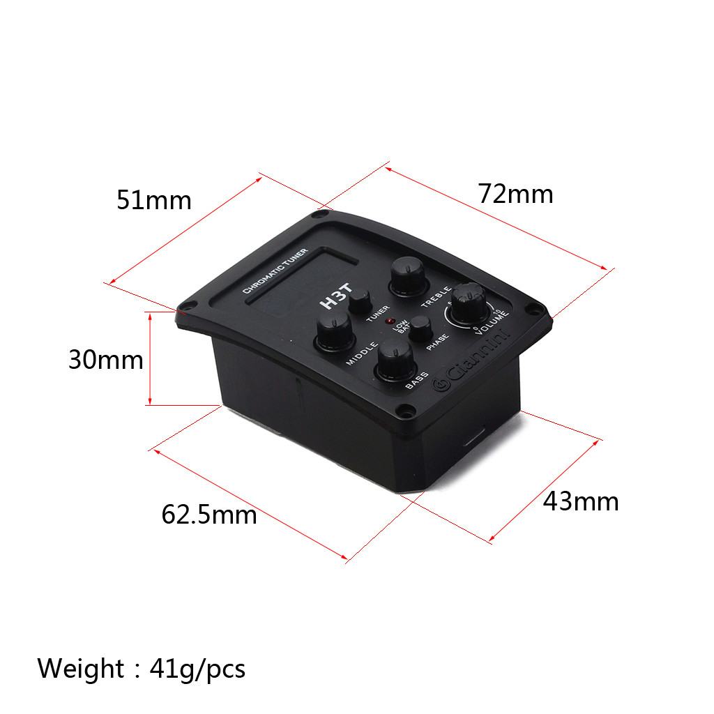 4 Band Bass Guitar Equalizer EQ Pickup For Acoustic Electric Guitars