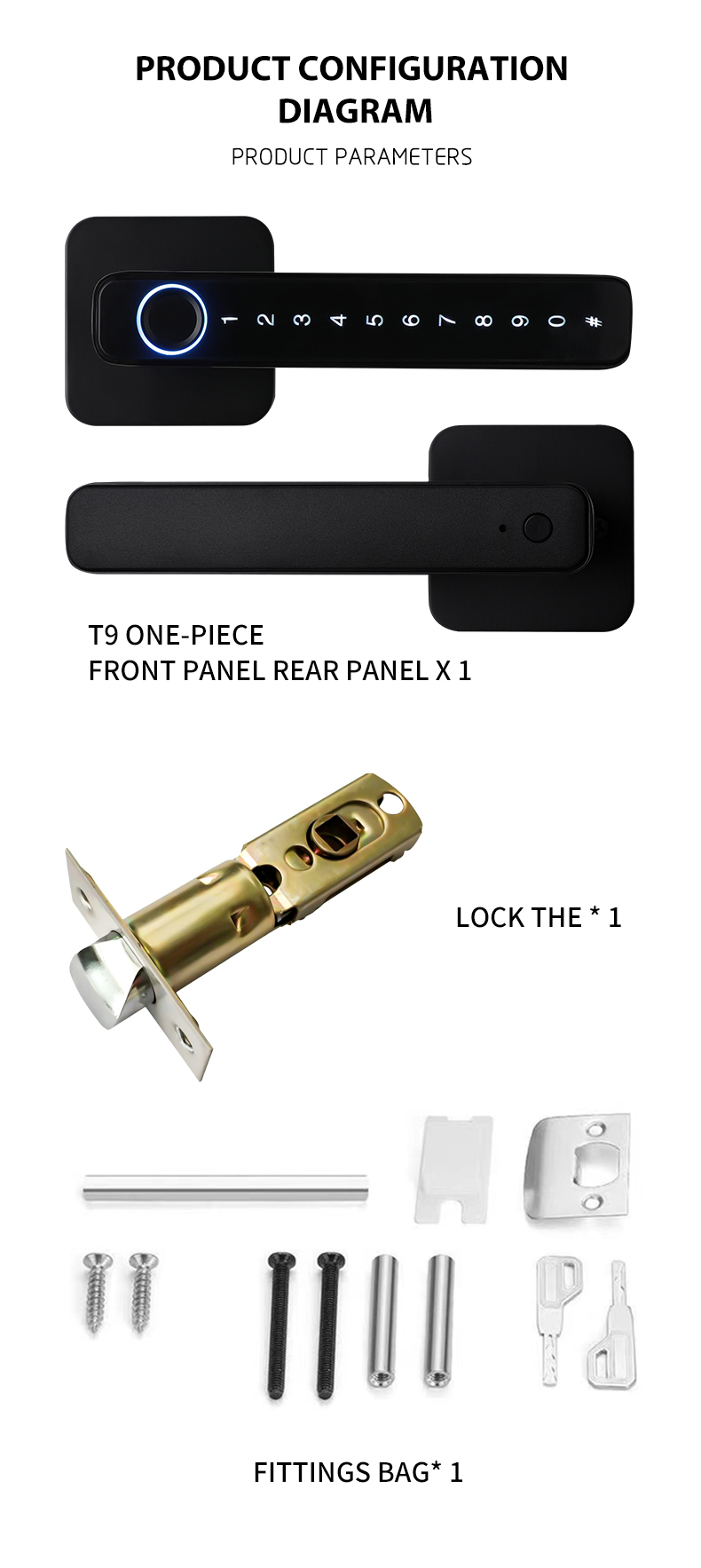Zinc Alloy Tuya APP Smart Lock Password Keyless Electronic Home Door Lock
