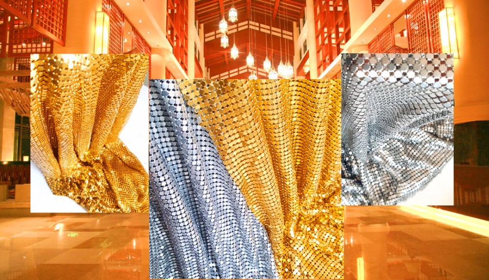 8x8mm Shiny Aluminum Sequin Metal Mesh Curtain For Decoration