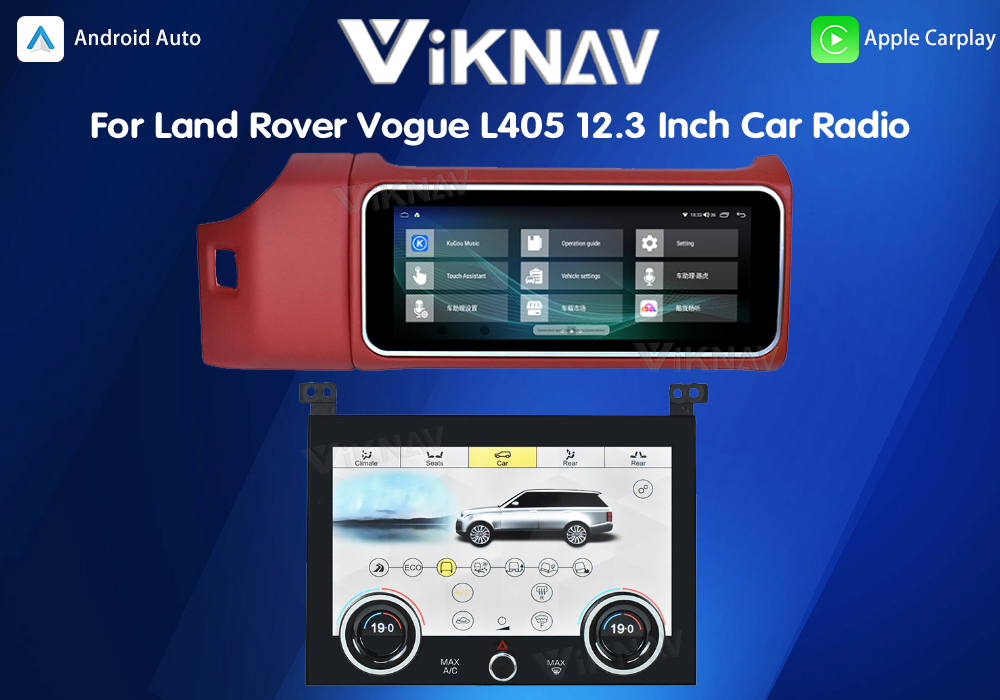 Viknav 12.3 Inch Touch Screen Car Radio And AC For Land Rover Range Rover Vogue L405 2013-2017 Multimedia Player GPS Navigation Head Unit (Red All)