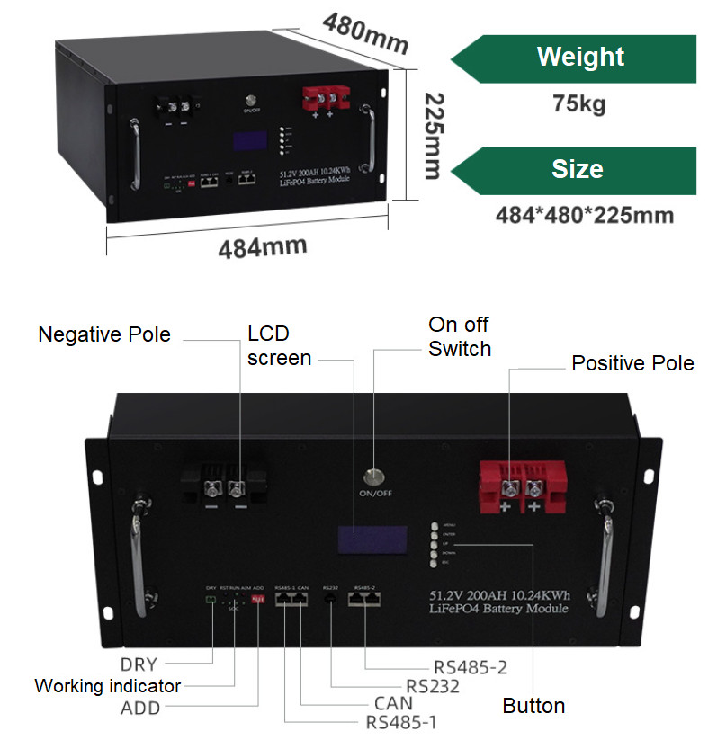 Lithium Battery 40KWH 48V 800AH Matched Deye Inverter For Home Energy Storage System