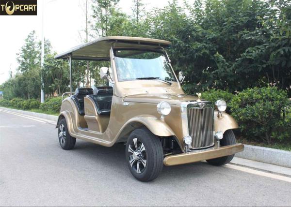4 Seater Battery Powered Classic Car Golf Carts Champagne Color , 80-100 Km