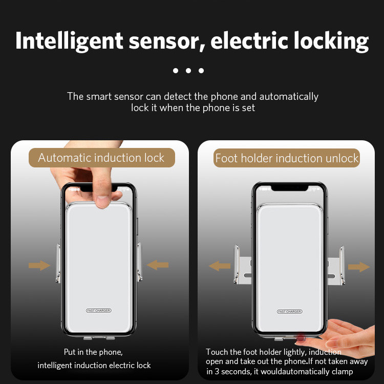 Air Vent Auto-Clamping Infrared Sensor Wireless Car Charger Mount Phone Holder