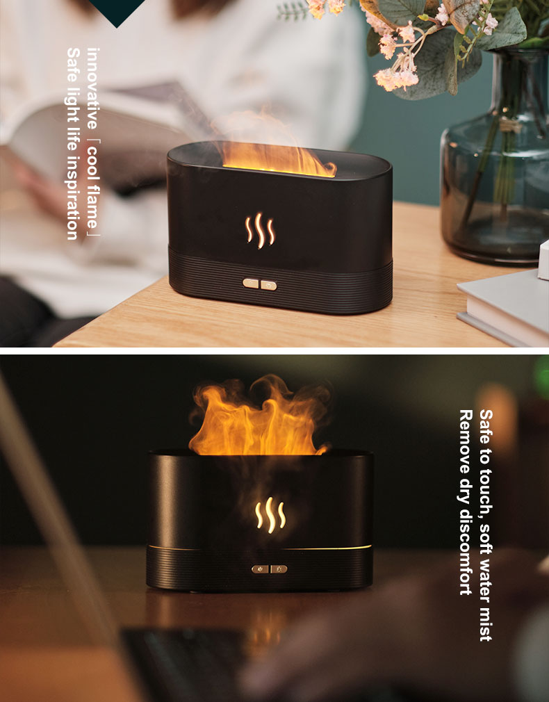 Homefish OEM Humificador Difusor De Aromas 180Ml Diffuser Simulation Flame Humidifier Ultrasonic Mist Air Humidifier Aroma