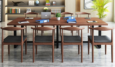 Modern Waterproof 1.6m Long Rectangular Dining Table With Black Metal Legs