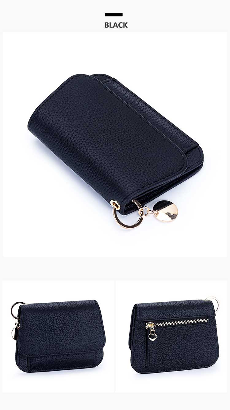 Business Candy Color Portable Wallet Genuine Leather Clutch Coin Purse for Girls