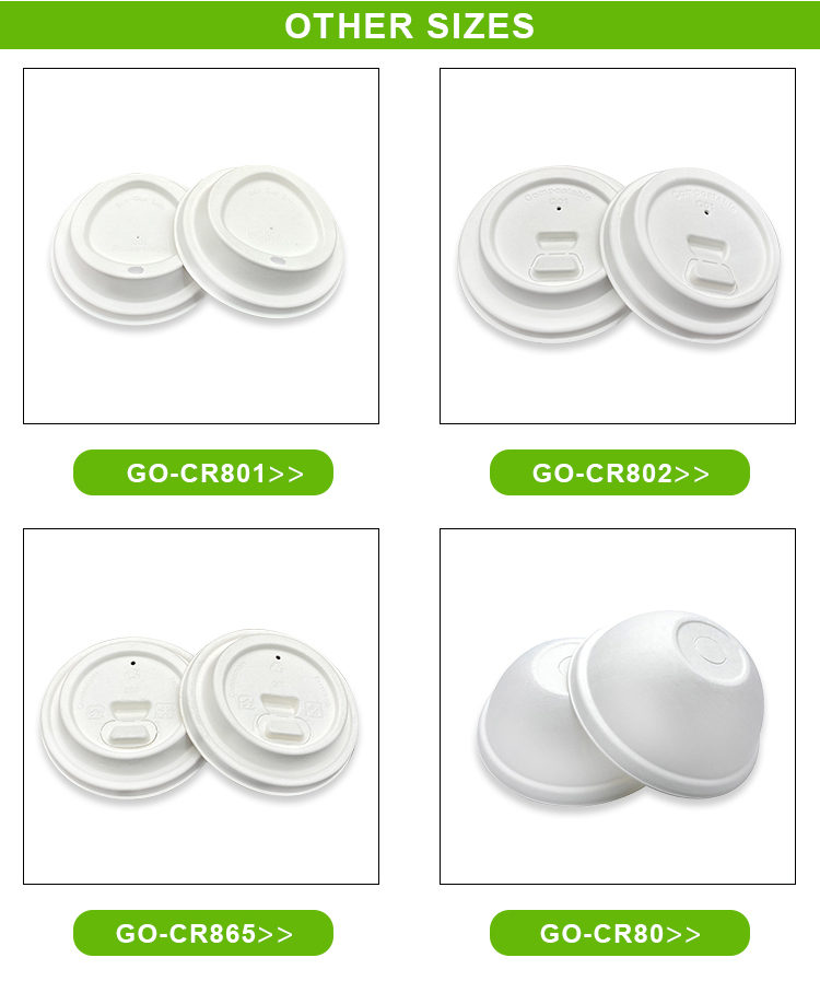 90mm Fake Dome Disposable Eco Friendly Natural Sugarcane Fiber Pulp Slide Open Cup Lids For Coffee Shop