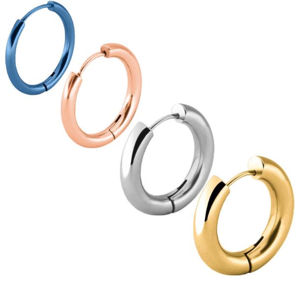 Third Party Appraisal Punk Round Stainless Steel Thick Wire Hoop Earrings Anti
