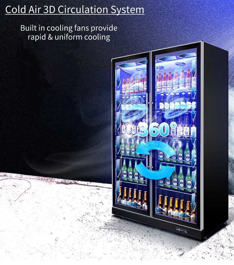 Supermarket Commercial Beverage Refrigerator Vertical Height 1965mm
