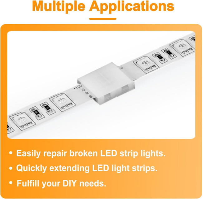 RGB LED Strip Connector 10mm Gapless Solderless Terminal Extension SMD 5050