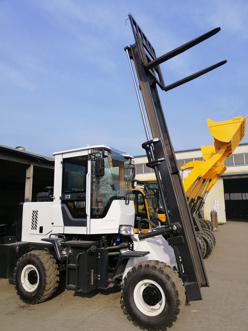 3.5ton 3m height rough terrain forklift with clamp barrel drum clamp forklift