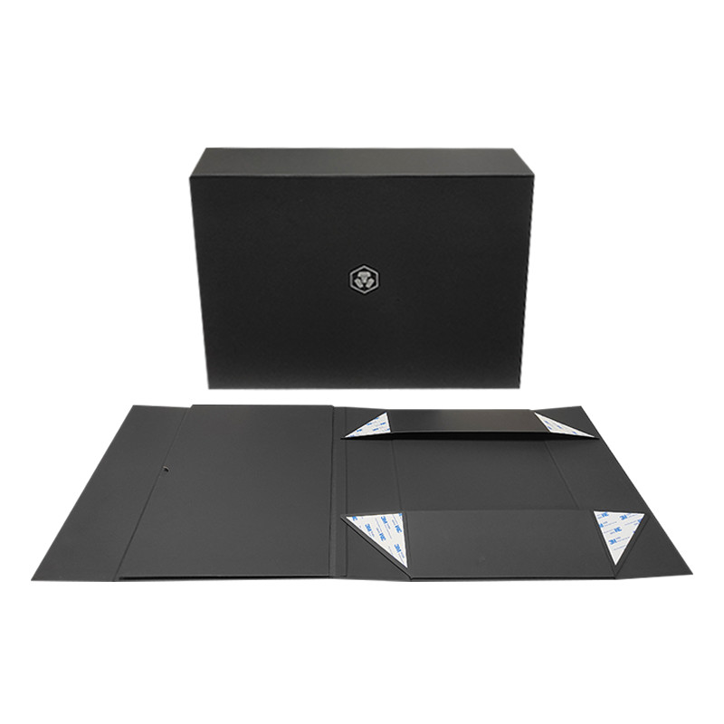 Customized Logo Design Black Rigid Flat Cardboard Magnetic Folding Cajas Regalo For Cosmetics Gift Packaging