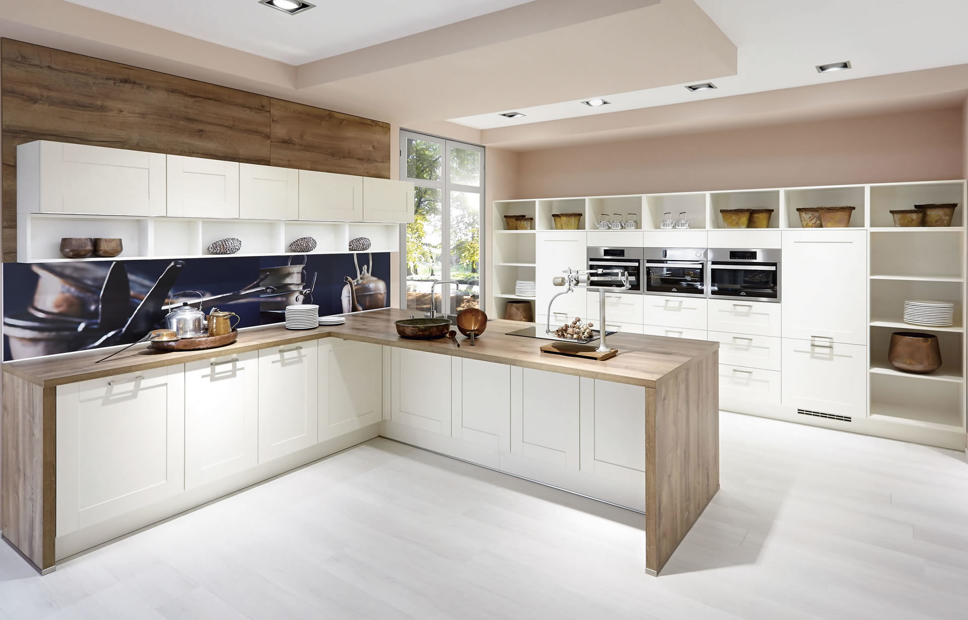 1000mm Carved White Solid Modern Aluminium Kitchen Cabinet With Island