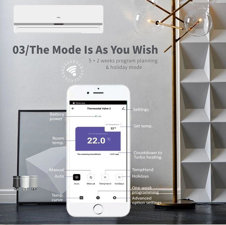 Digital Display PC WIFI tuya zigbee 3.0 smart radiator actuator TRV IP 20 European American