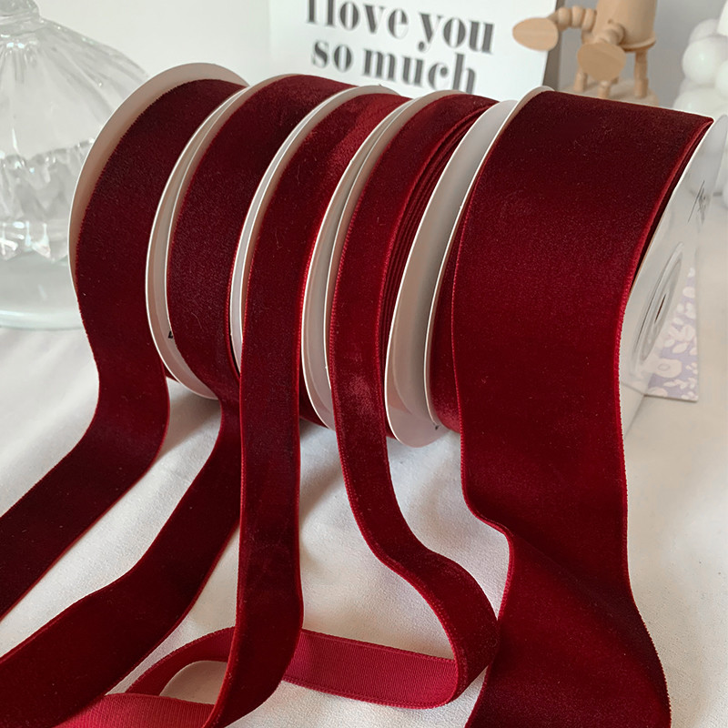 38mm Double Faced Velvet Ribbon 3.8cm Dark Red Velvet Ribbon