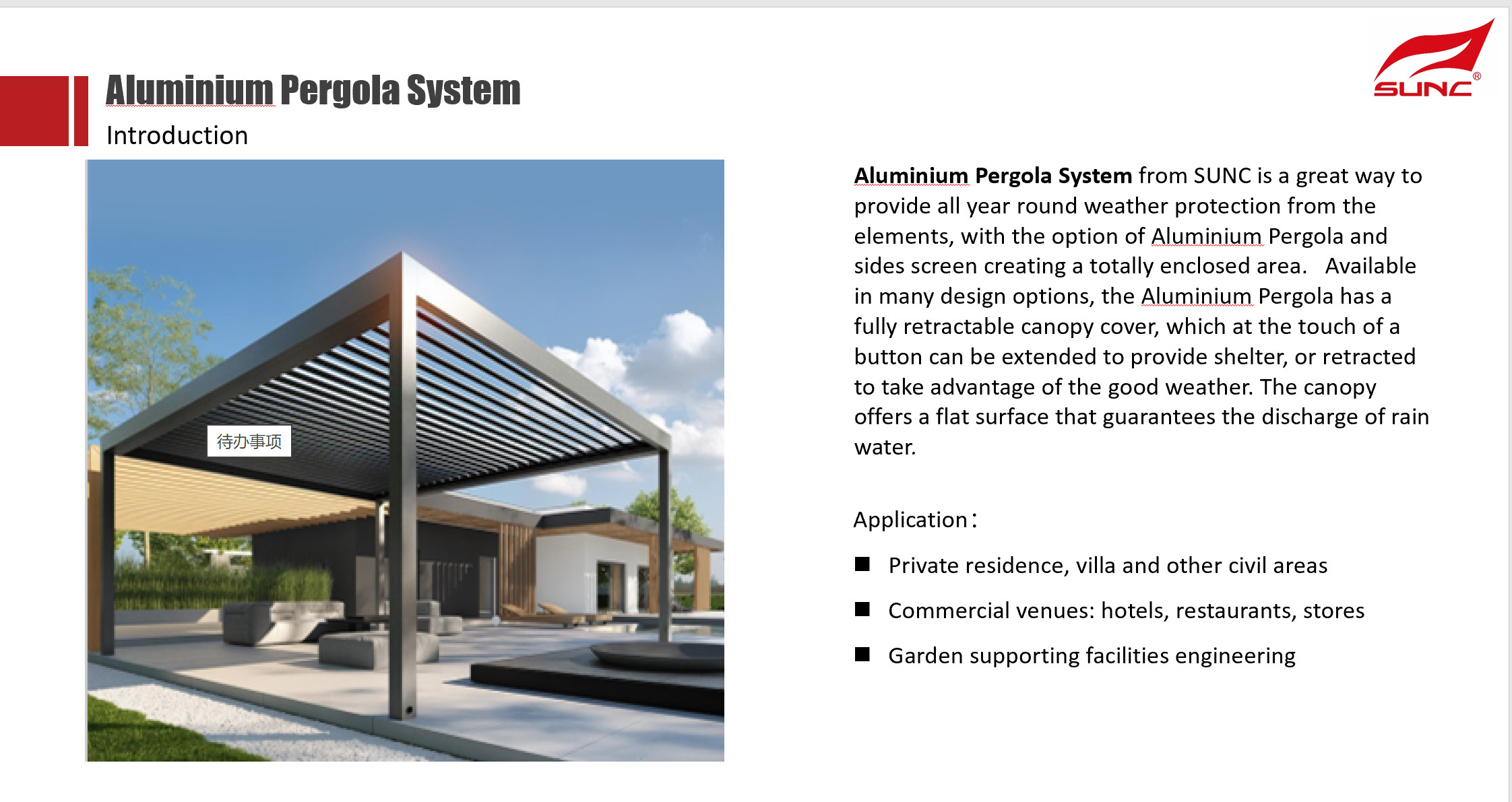 Waterproof Louver Roof Motorized Aluminum Pergola Powder Coated