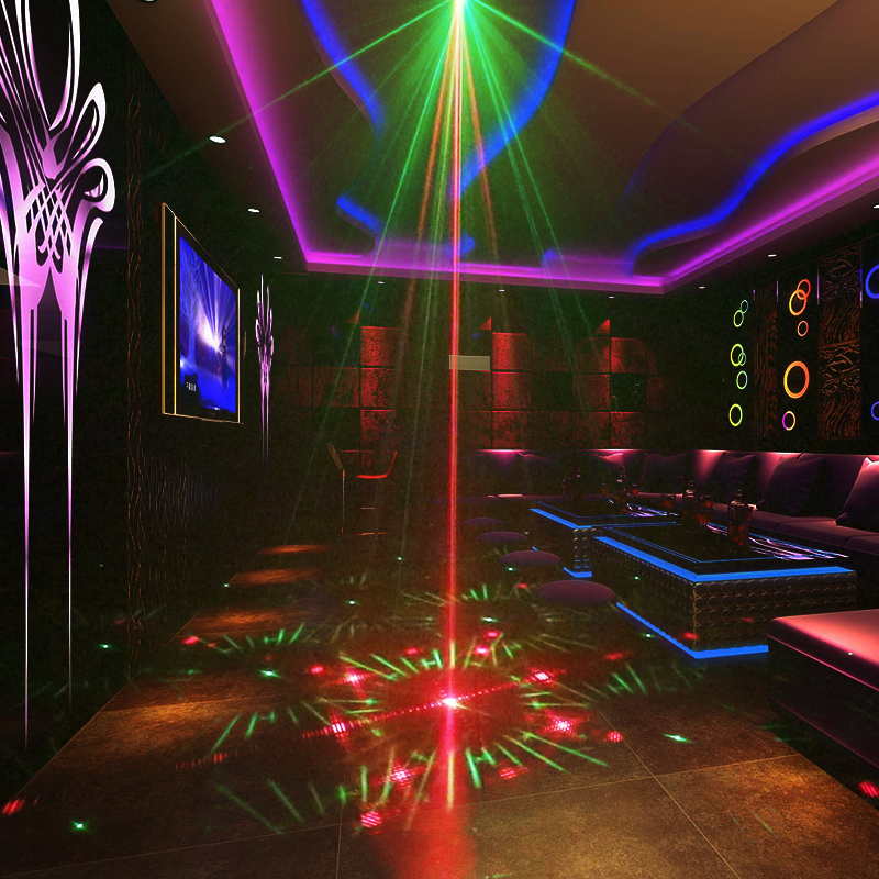 New Mini 3 in 1 Laser Light Sound Activated USB LED Stage Lights Adjustable Speed Party Atmosphere Lamp with Remote Cont