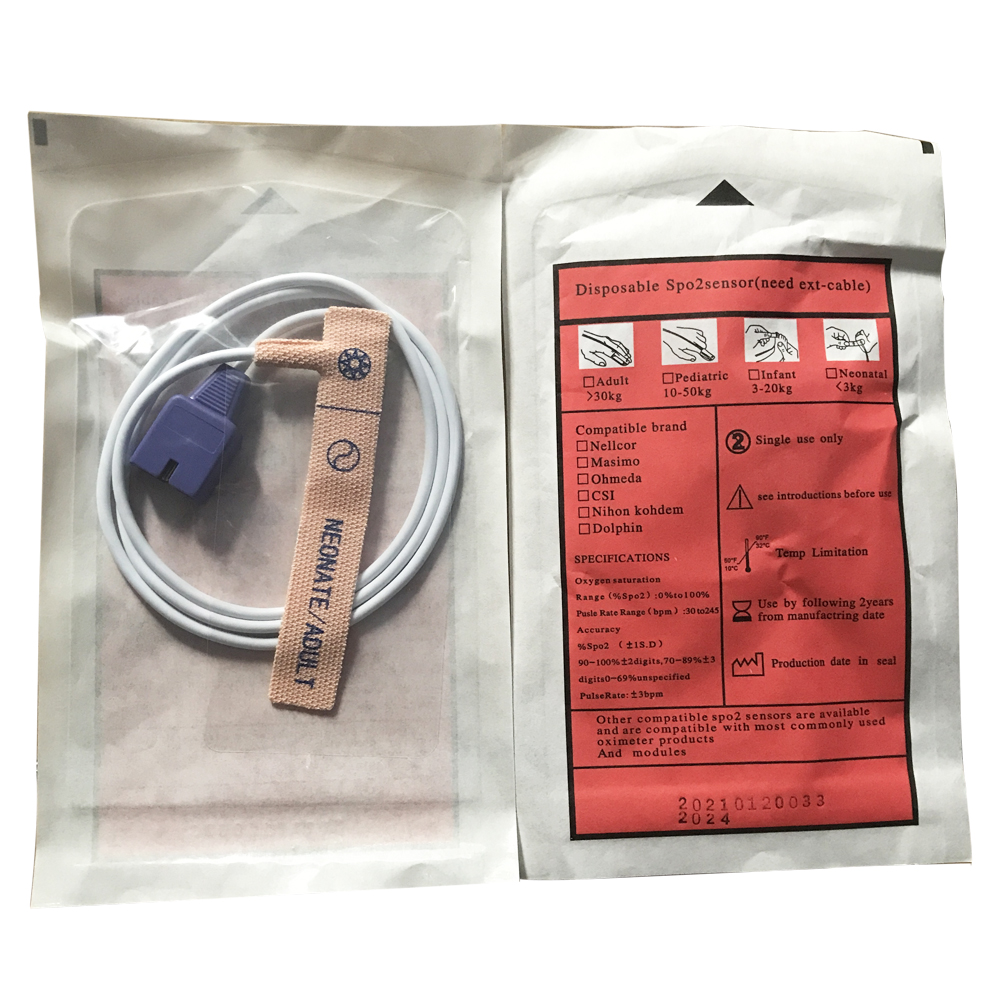 0.9M Cables Nellcor Disposable Spo2 Sensor Amydi Med Non Woven Disposable Oximeter Sensor