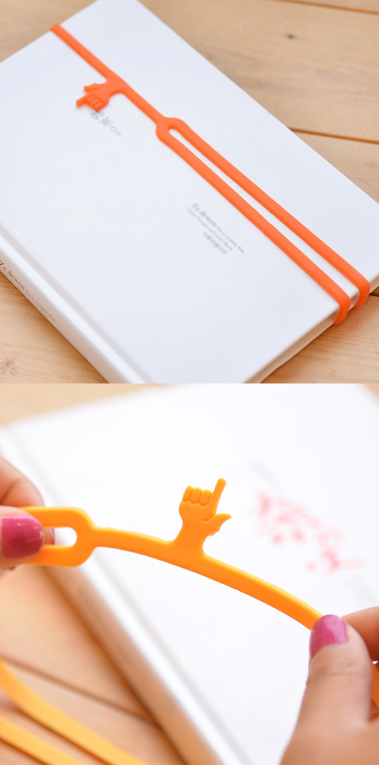 Eco-friendly Colorful Promotional Gift Finger Shape Elastic Custom Silicone Bookmark