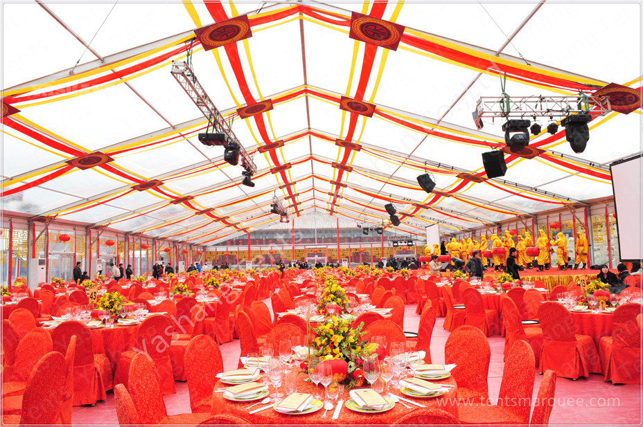 300 People Luxury Wedding Tents Rentals Aluminium Frame Marquee With Transparent PVC Windows