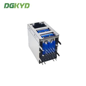 UL94V 0 USB3.0 2 Port RJ45 Network Socket Connector dual ethernet jack