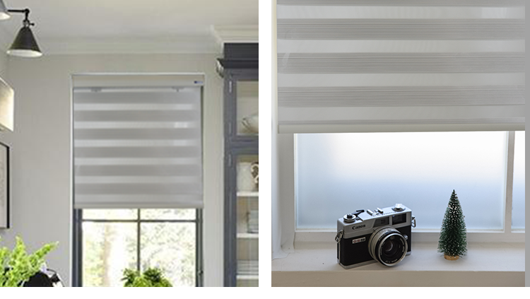 Horizontal Zebra Pattern Intelligent Window Blinds Chain Manual Control