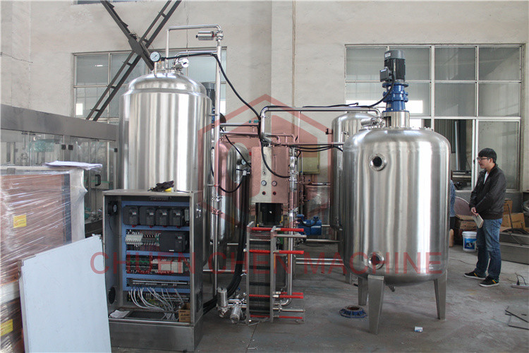 Stainless Steel Beverage Mixer Carbonated Drink Production Line With Piston Filling System