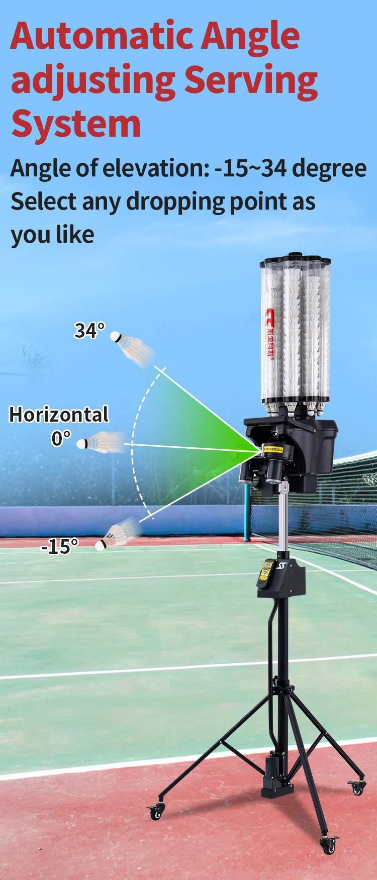 200 Balls Mobile Automatic Shuttlecock Launcher APP Control