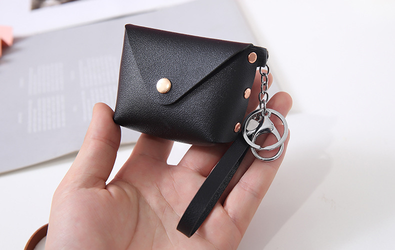Customized Logo Genuine Leather Minibook Coin Purse for Coin Lanyard Bag
