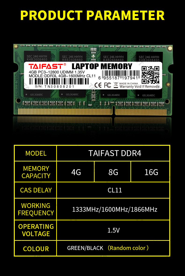 Taifast 16GB DDR3 Memory Ram 1600mhz 240pin So Dimm For Laptop Notebook