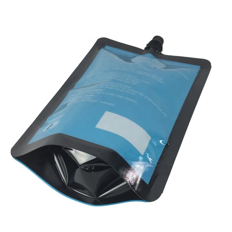 custom printing stand up pouch glossy plastic spout doypack liquid hair lotion packaging bag