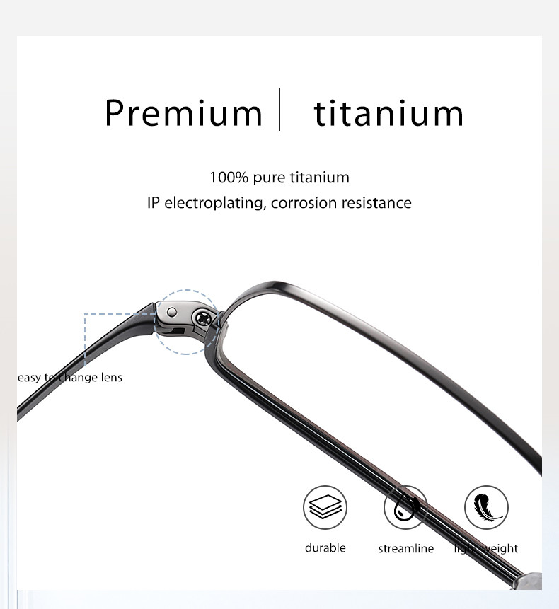 Ultra Light Mens Titanium Glasses Business Moderate Size OEM