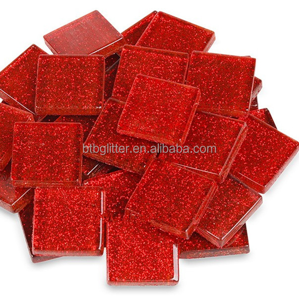 Colorful Pink Flatback Mini Glitter Resin Heart for Craft Kids Gift