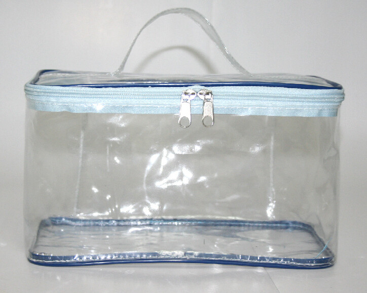 Clear Transparent Makeup Bag , Waterproof Cosmetic Travel Bag With Handle
