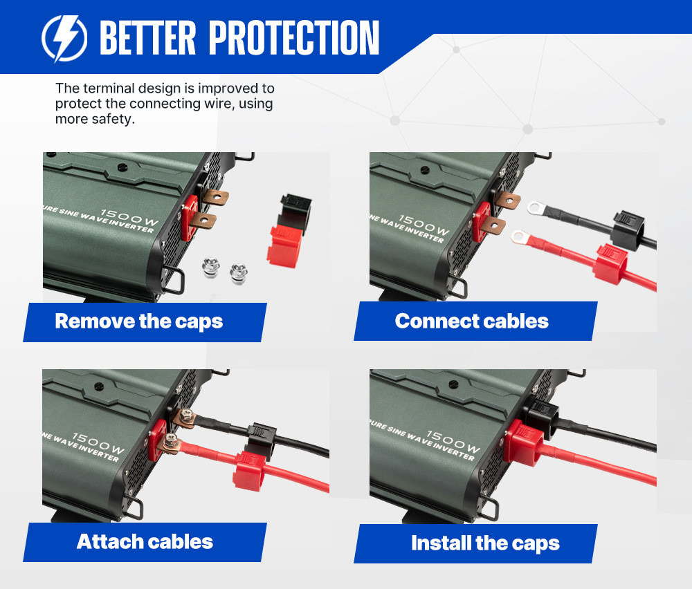 LVD ROHS Multifunction Power Supply Converter 12V To 220V Vehicle 1500w Sine Wave Inverter