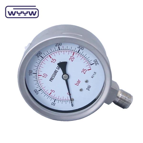 Quality Precision Industrial Laser Welded Liquid Pressure Gauge With Black Aluminum Pointer for sale