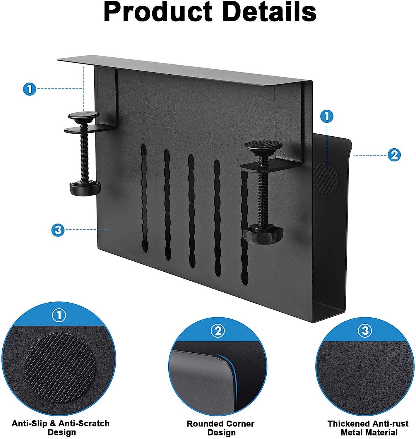 Desk Storage Under Steel Hanging Organizer No Drill Cable Management Tray Laptop Holder