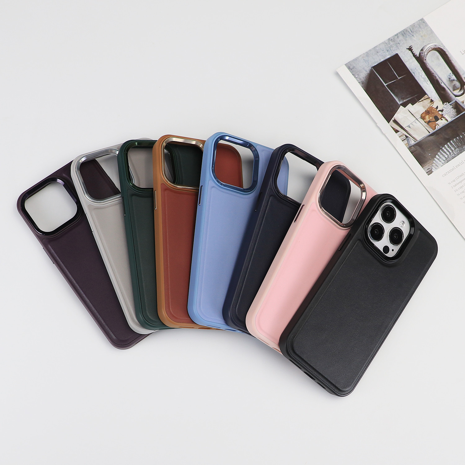Shockproof PU Leather Mobile Phone Case With IPhone 16 Pro Max