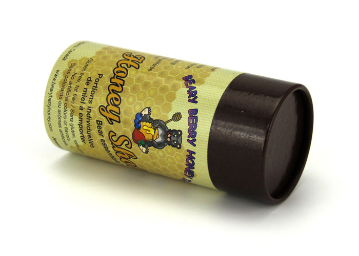 Herb Paper Tube Packaging Flexible Gloss / Matt Lamination Gold Stamping Yellow